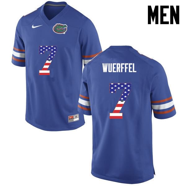 NCAA Florida Gators Danny Wuerffel Men's #7 USA Flag Fashion Nike Blue Stitched Authentic College Football Jersey RZF6264XF